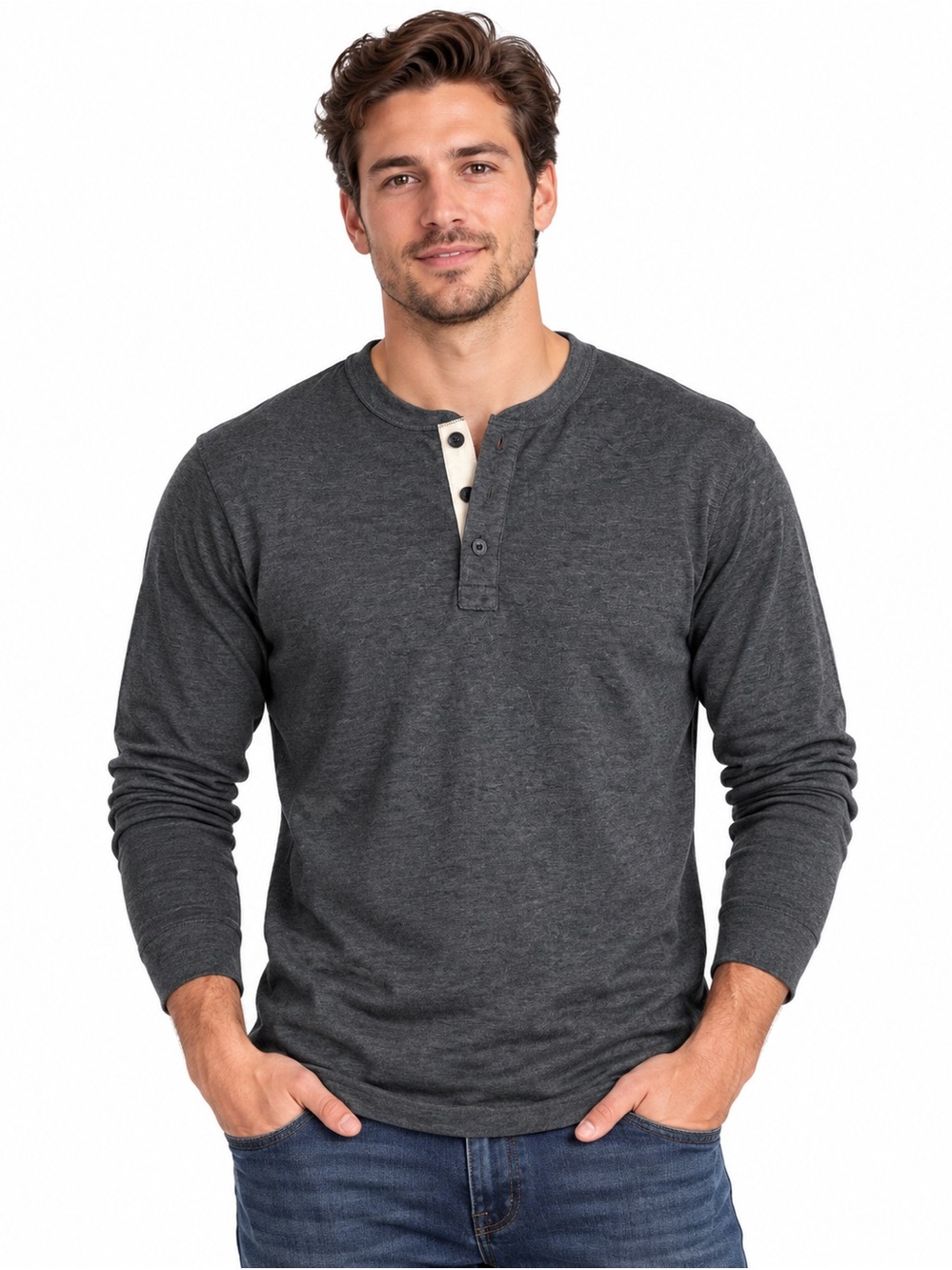 Rag & Bone Grey Classic Flame Slub Henley Shirt Men’s Small